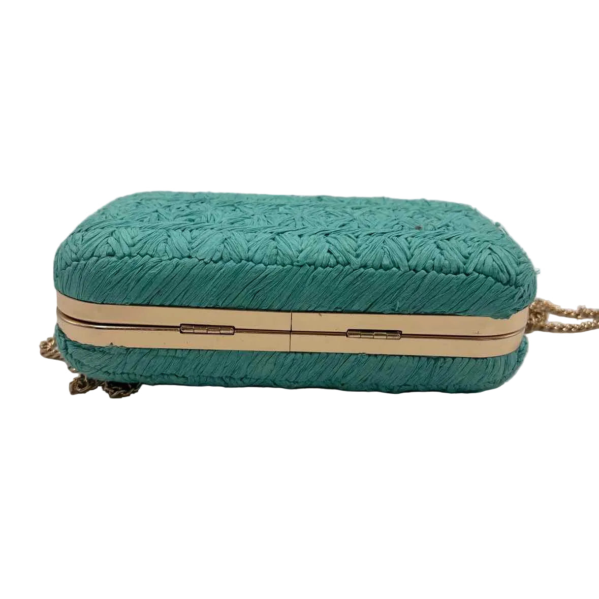 NWT ANN TAYOR Textured Turquoise Clutch Purse w/Chain Crossbody Strap