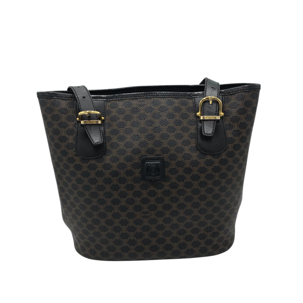 CELINE MACADAM TOTE LUXE HANDBAG BLACK/BROWN