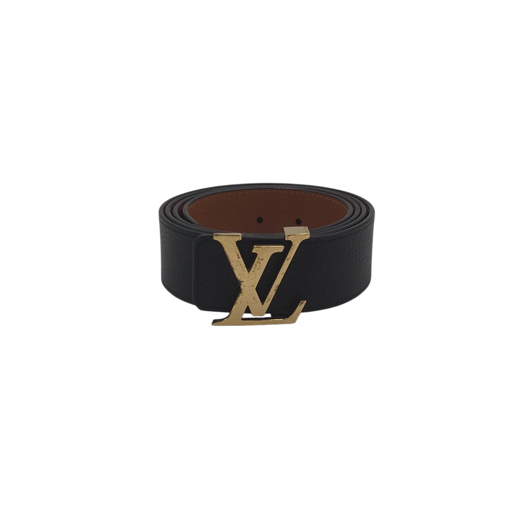 LOUIS VUITTON INITIAL "LV" REVERSIBLE LEATHER LUXE MEN BELT BLACK/BROWN 110/44
