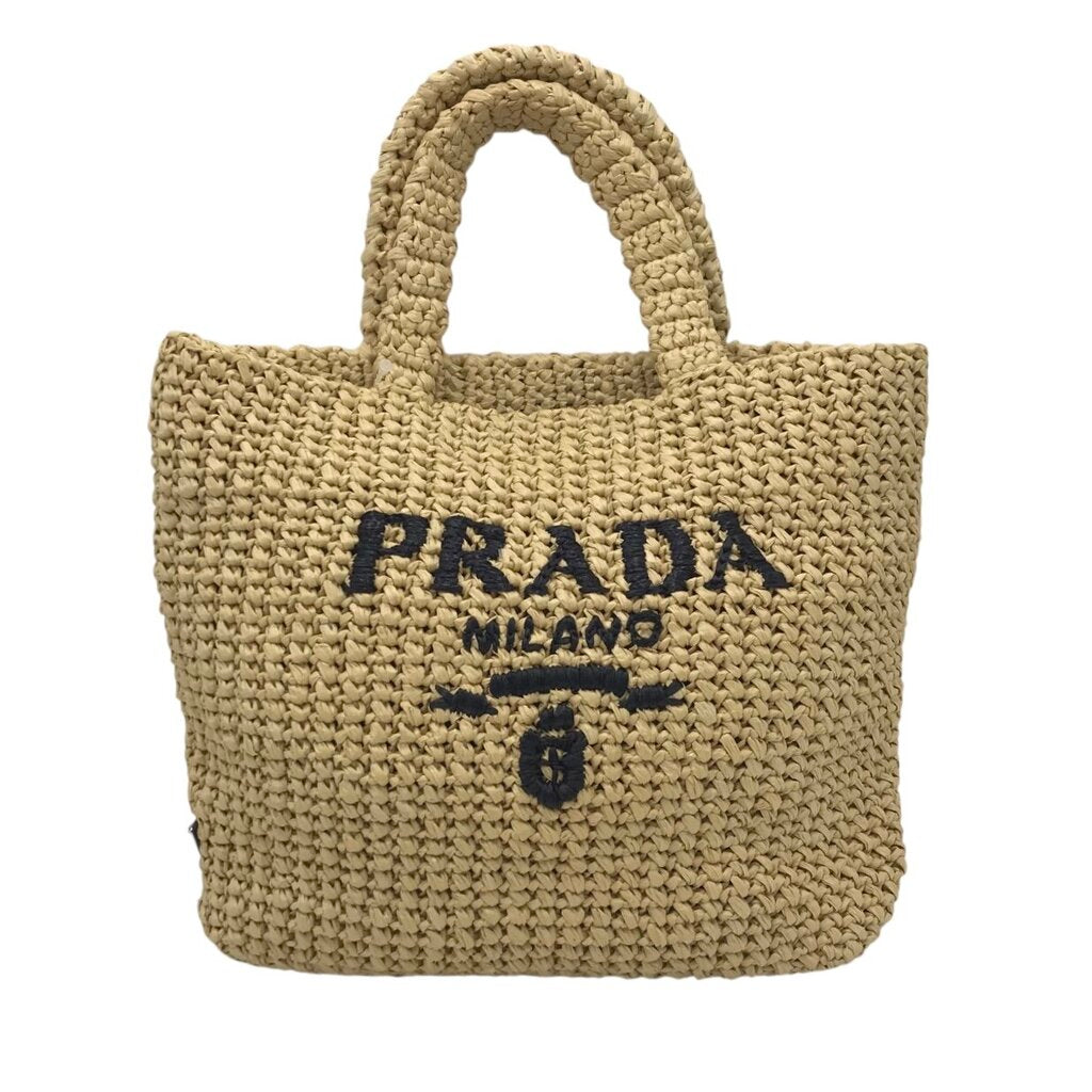 PRADA RET:$1700 SMALL CROCHET TOTE BAG LUXE HANDBAG BEIGE