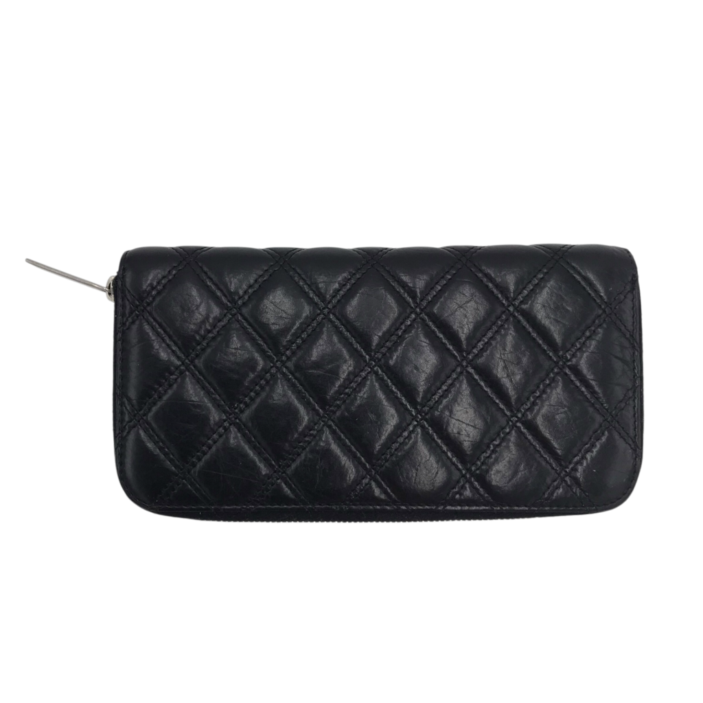 CHANEL QUILTED LAMBSKIN CONTINENTAL LUXE WALLET BLACK