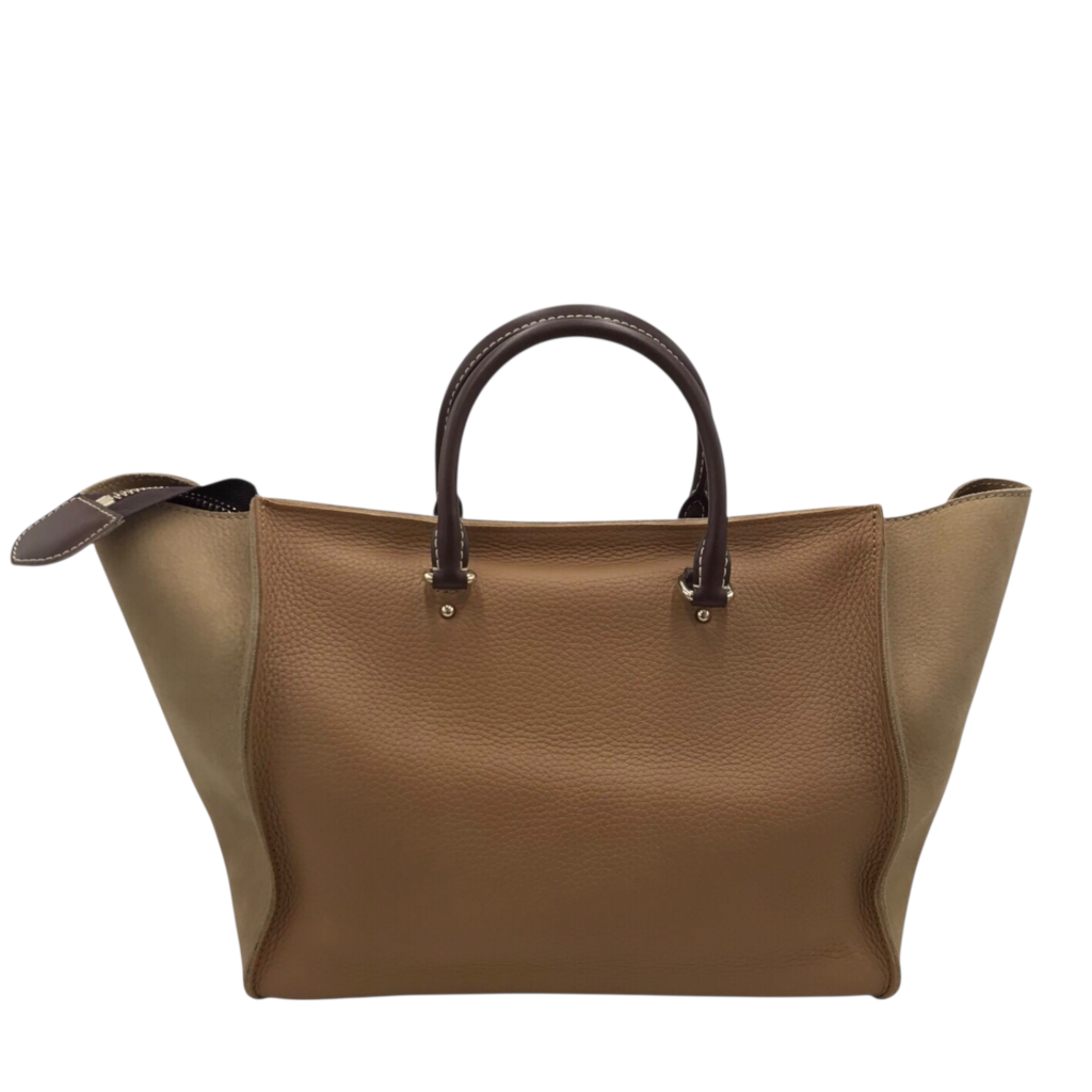 CAROLINA HERRERA "VENDOME" LEATHER LUXE HANDBAG TAN/TAUPE