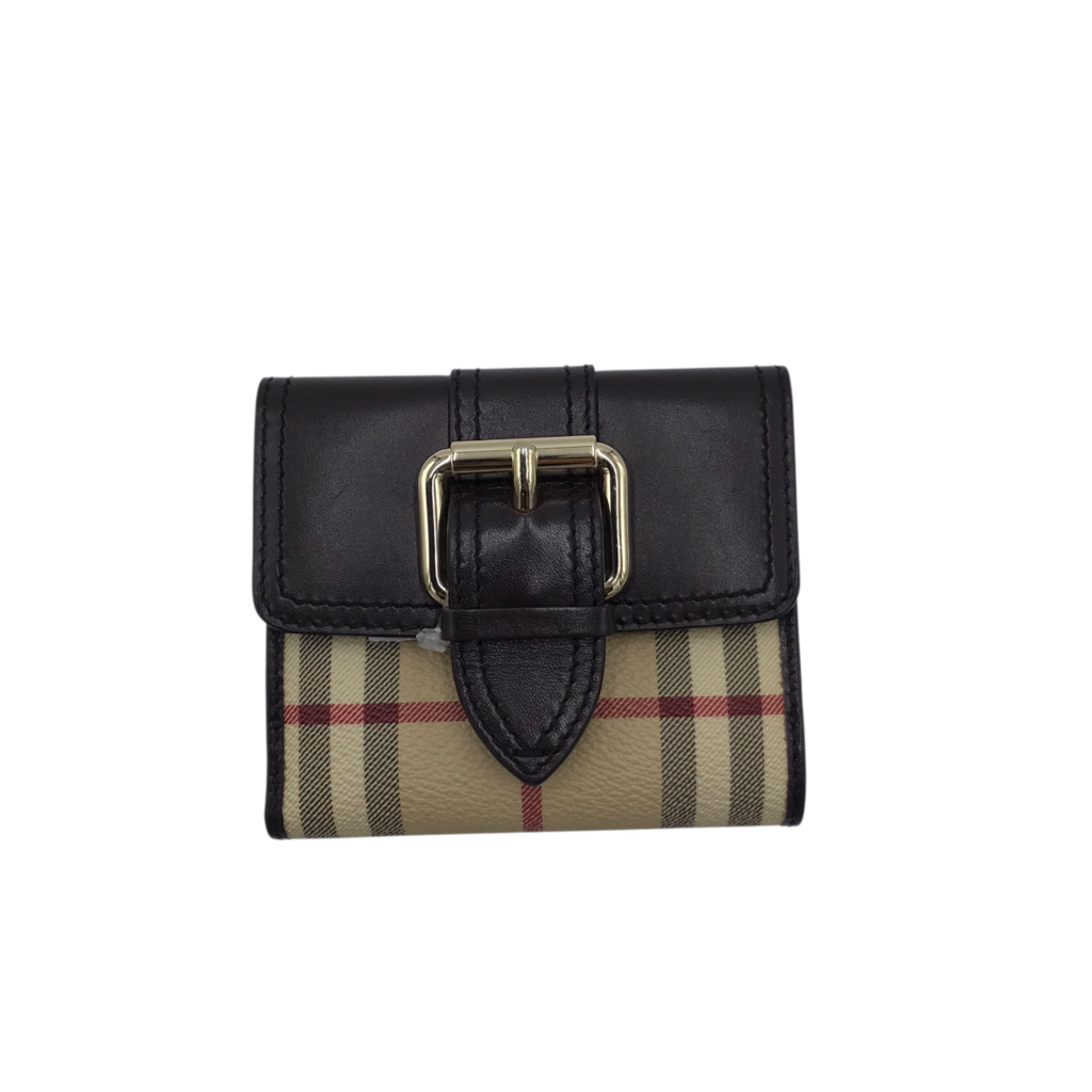 HAYMARKET CHECK BUCKLE LUXE WALLET BEIGE