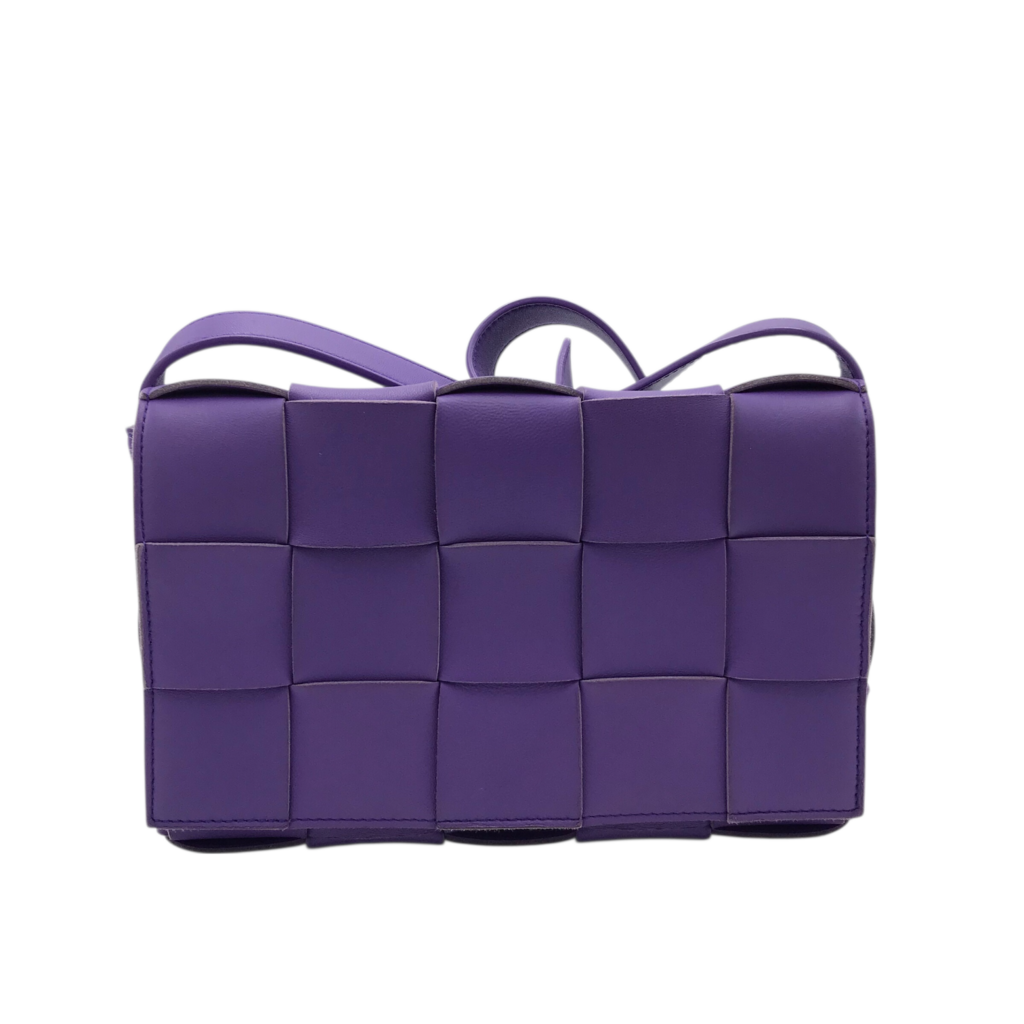 BOTTEGA VENTA INTERCCIATO CASSETTE CROSSBODY LUXE HANDBAG PURPLE