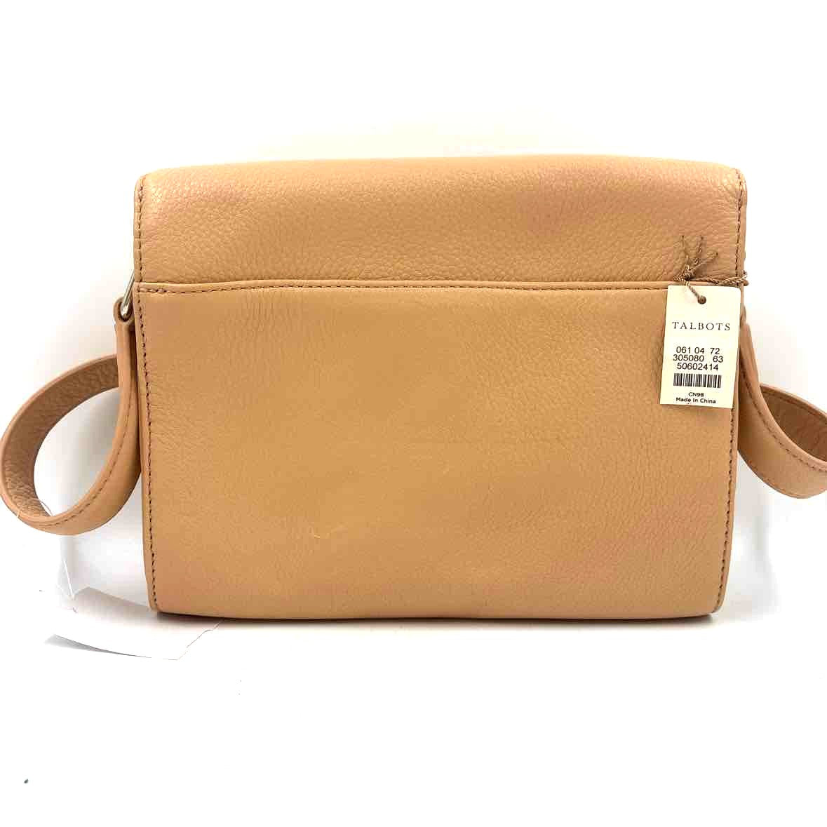 NWT TALBOTS Peach Pebbled Leather Flap Front Purse w/Magnetic Snap Closure