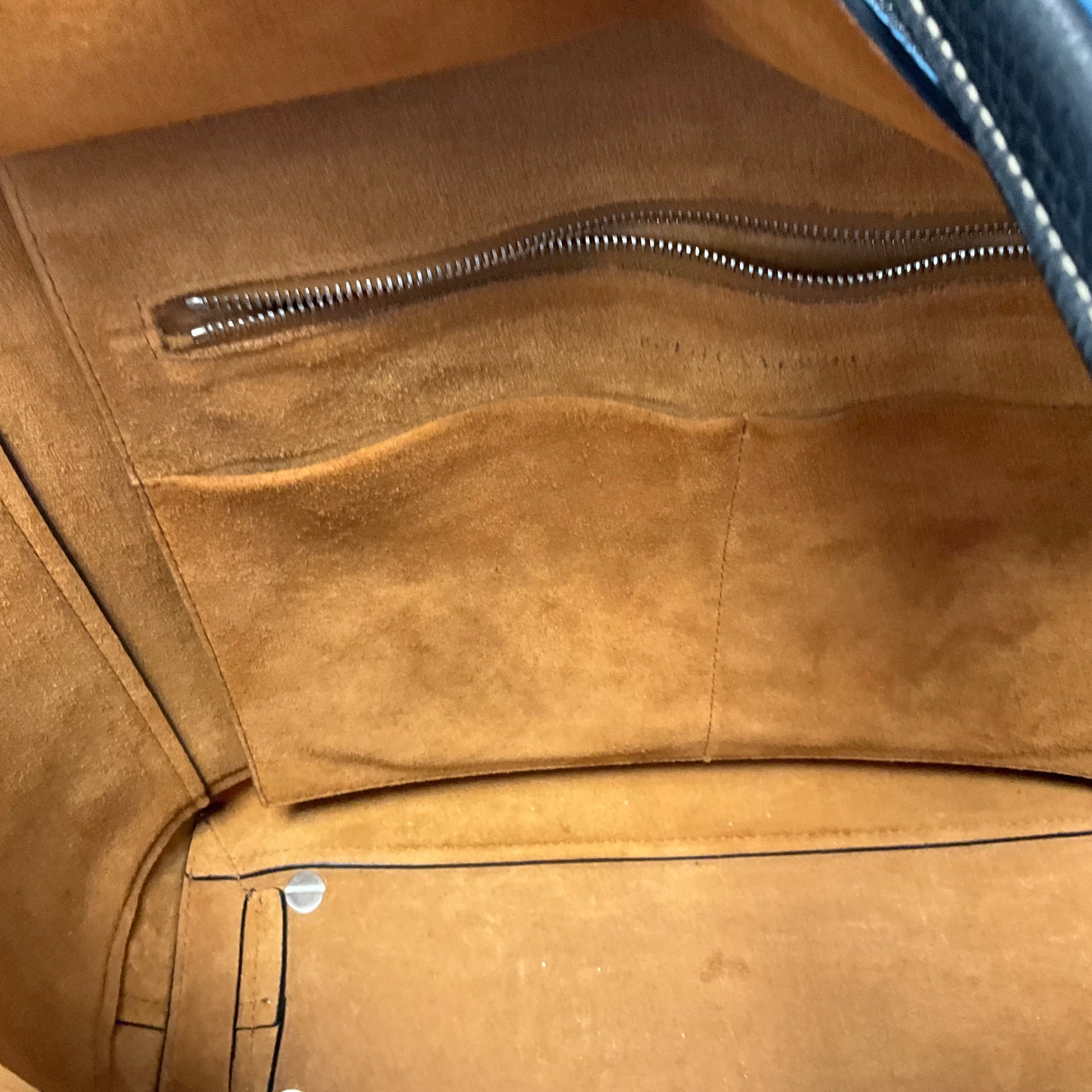Bottega Veneta Black Leather Shoulder Handbag With Brown Suede Interior.
