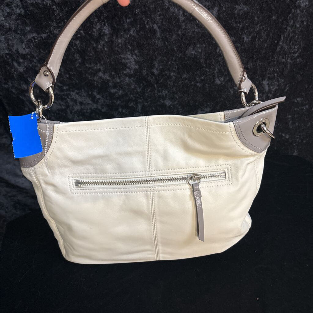 Coach Rare Hobo Lambskin Leather Women's Designer Handbags Cream/Gray