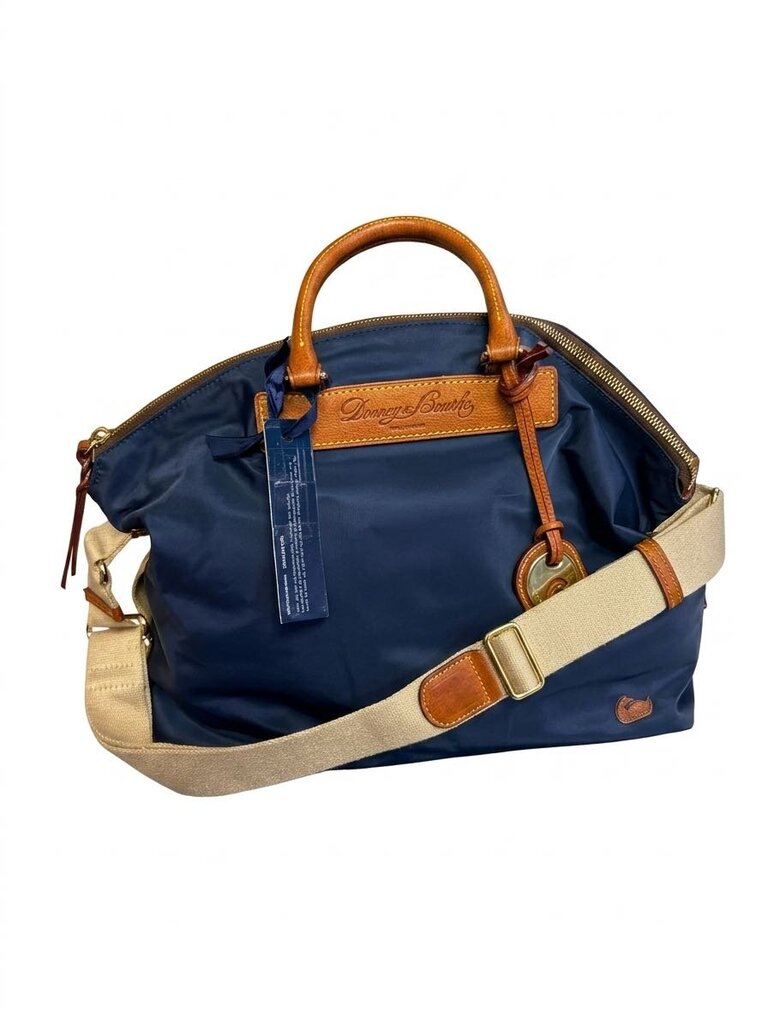 Dooney & Bourke Juliette Bag with Canvas Strap Women's Designer Handbags Navy Blue/Tan