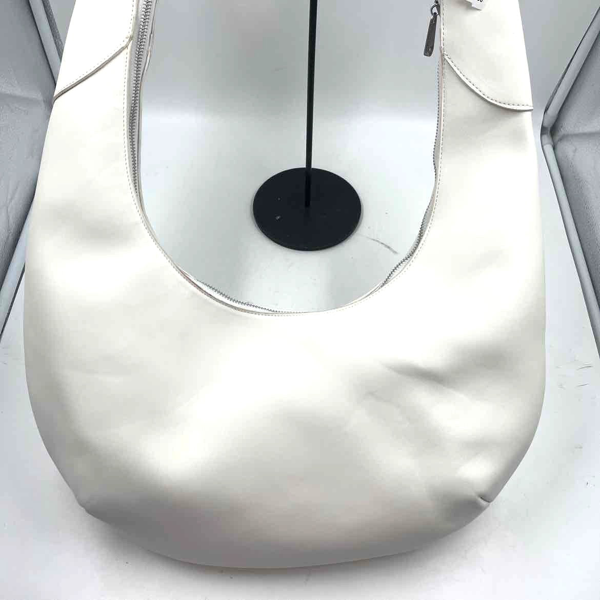FRENCH CONNECTION White Vegan Leather LAYLA Half Moon Hobo Bag Purse