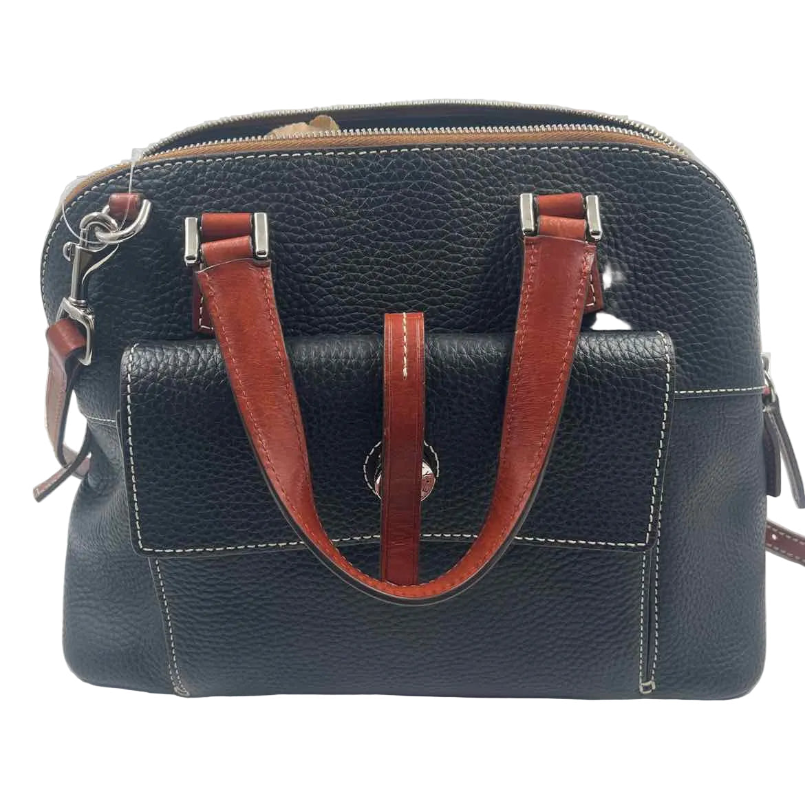 DOONEY & BOURKE Black Pebbled Leather CAMBRIDGE ZIP Satchel w/Crossbody Strap
