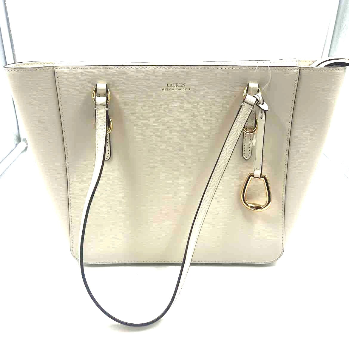 RALPH LAUREN White Leather Handled Tote Bag Purse