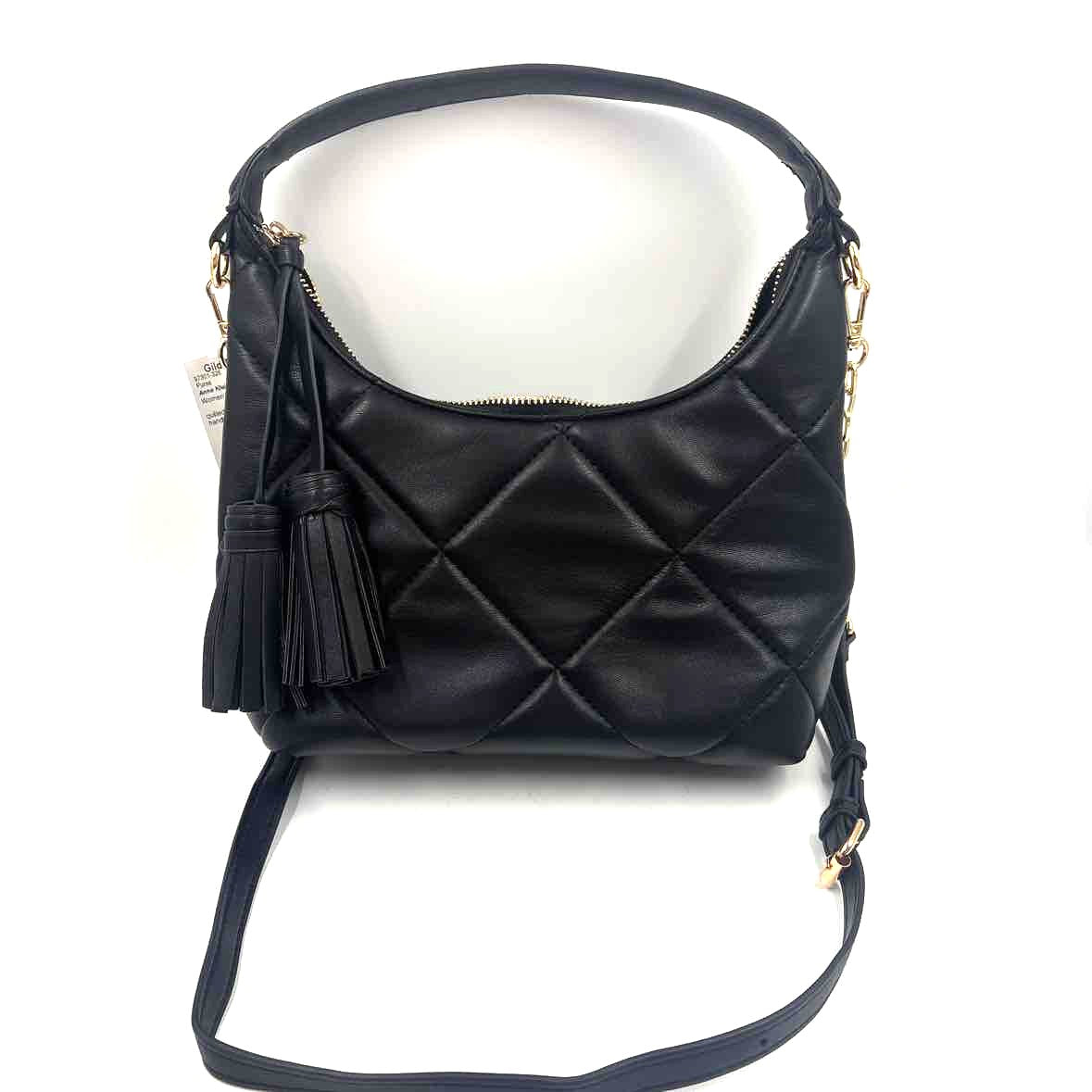 ANNE KLEIN Black Quilted Convertible Shoulder / Crossbody Purse