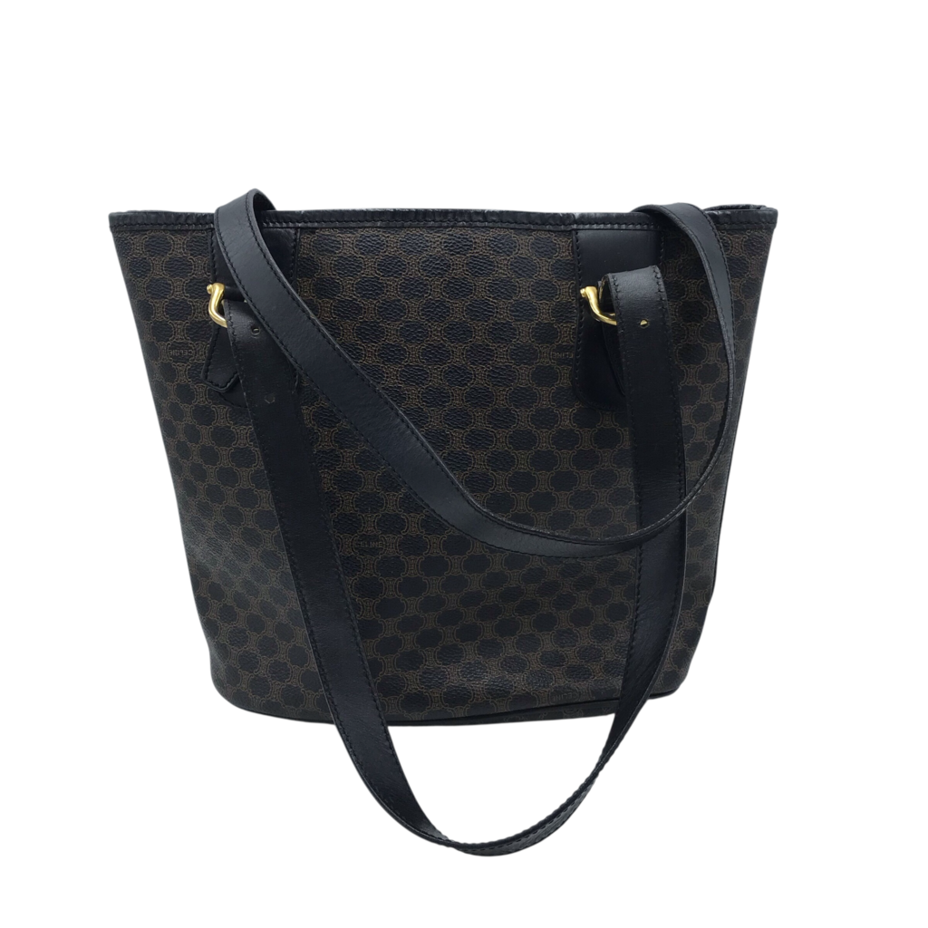 CELINE MACADAM TOTE LUXE HANDBAG BLACK/BROWN