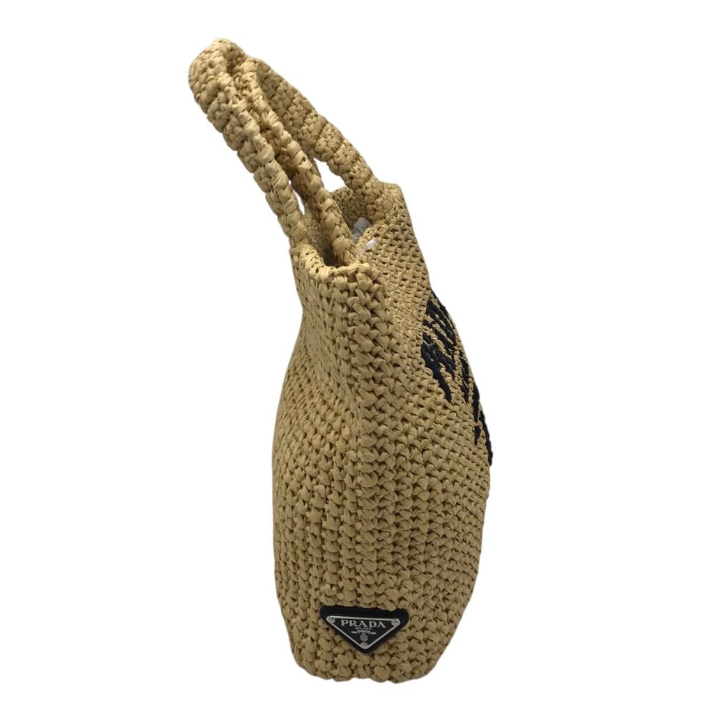PRADA RET:$1700 SMALL CROCHET TOTE BAG LUXE HANDBAG BEIGE