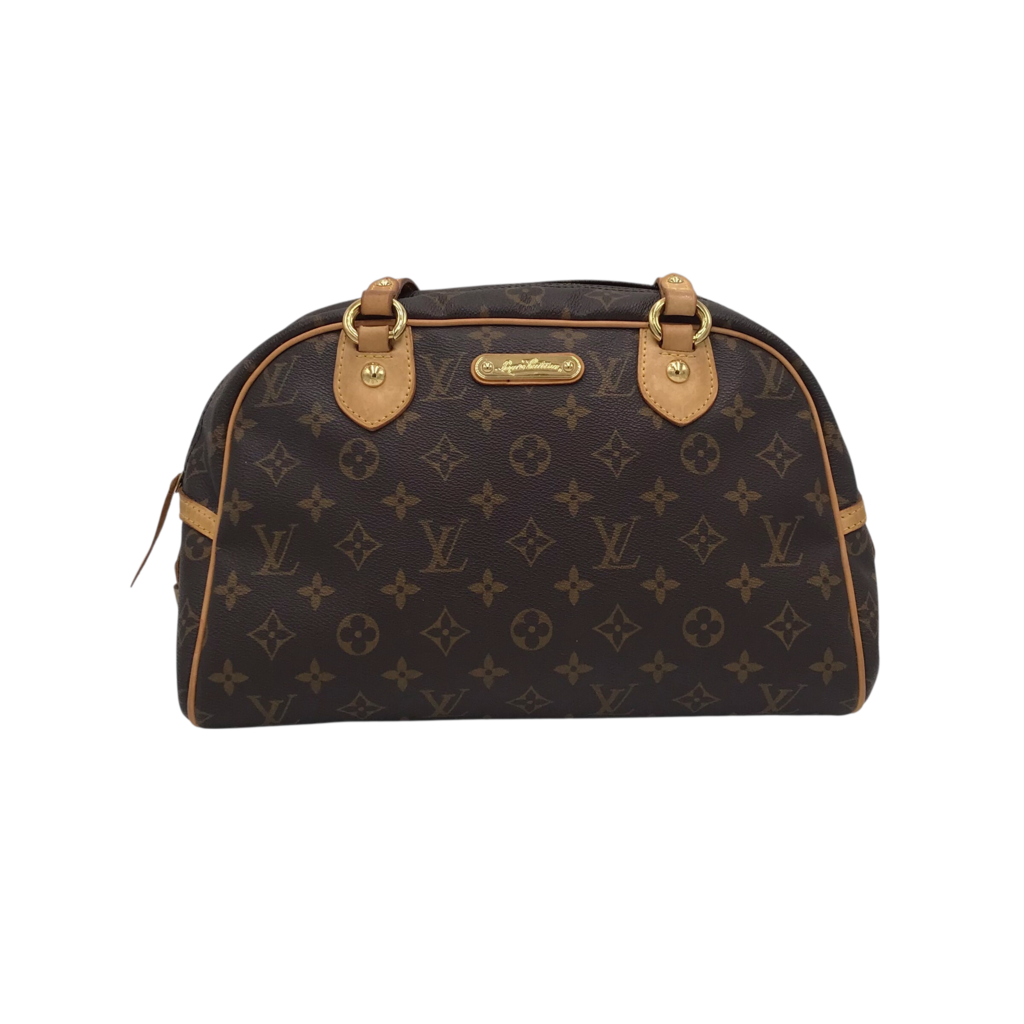 LOUIS VUITTON 2018 MONTORGUEIL PM LUXE HANDBAG BROWN