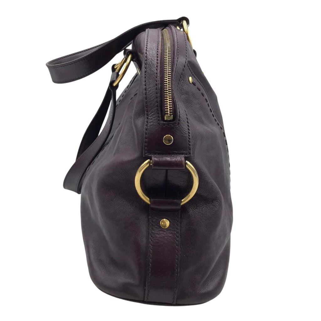 YSL LEATHER "MUSE" LUXE HANDBAG PURPLE