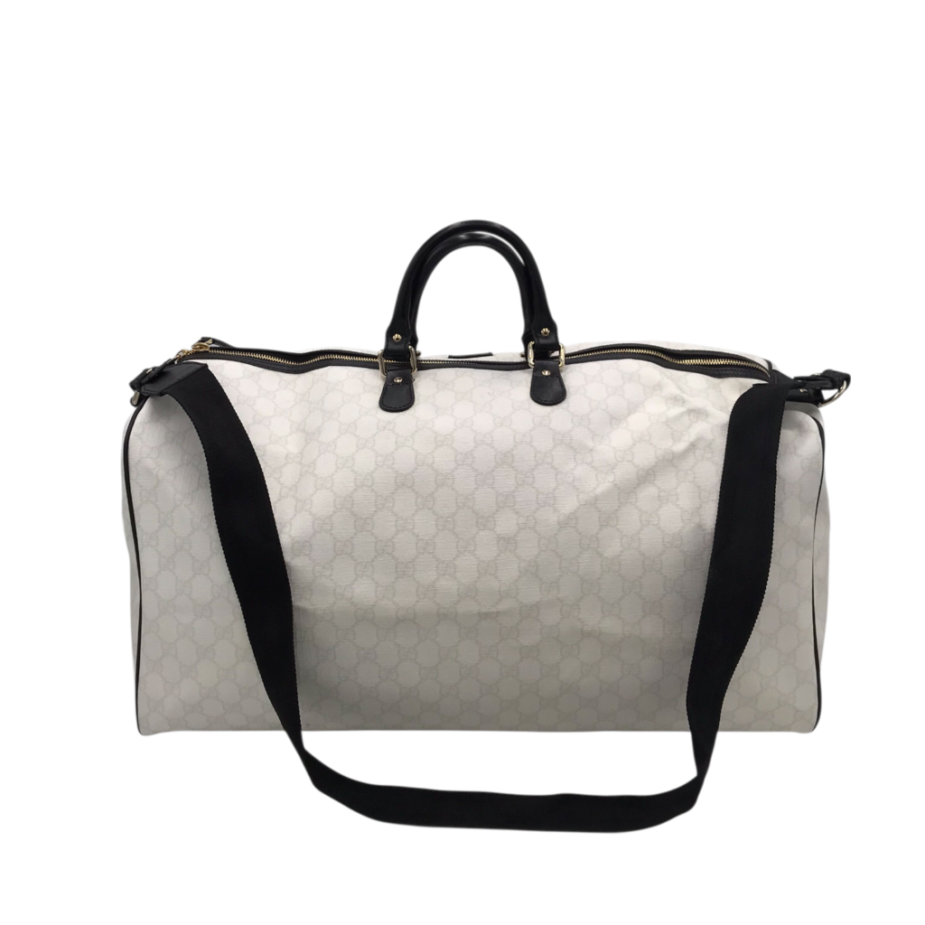 GUCCI GG SUPREME CANVAS DUFFLE LUXE HANDBAG WGITE/BLACK