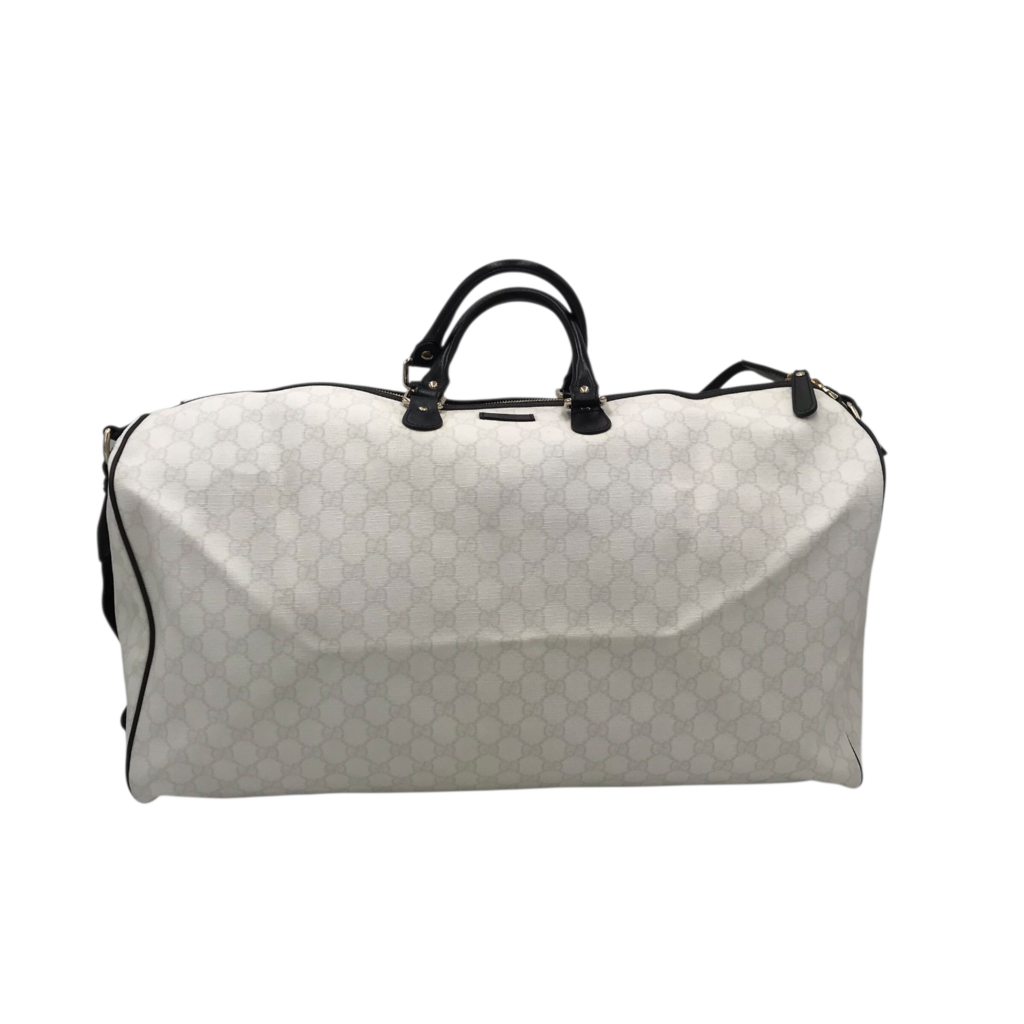 GUCCI GG SUPREME CANVAS DUFFLE LUXE HANDBAG WGITE/BLACK