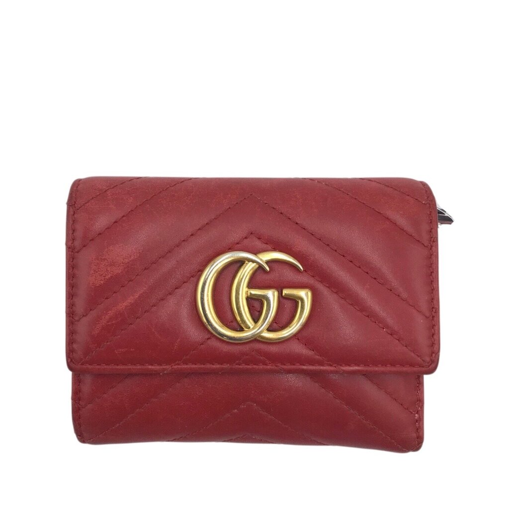 GUCCI (AS-IS) MARMONT QUILTED LEATHER LUXE WALLET RED
