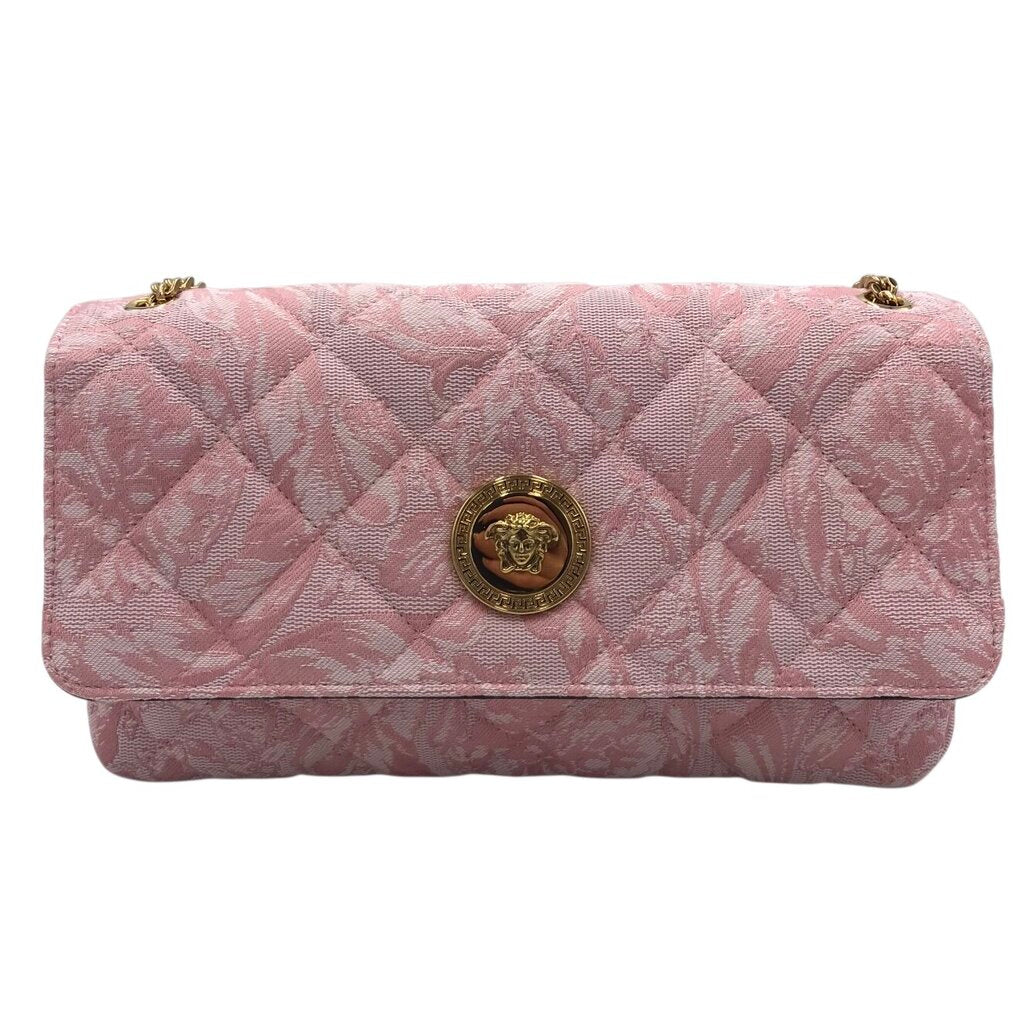VERSACE BAROQUE JACQUARD QUILTED MEDUSA LUXE HANDBAG PINK