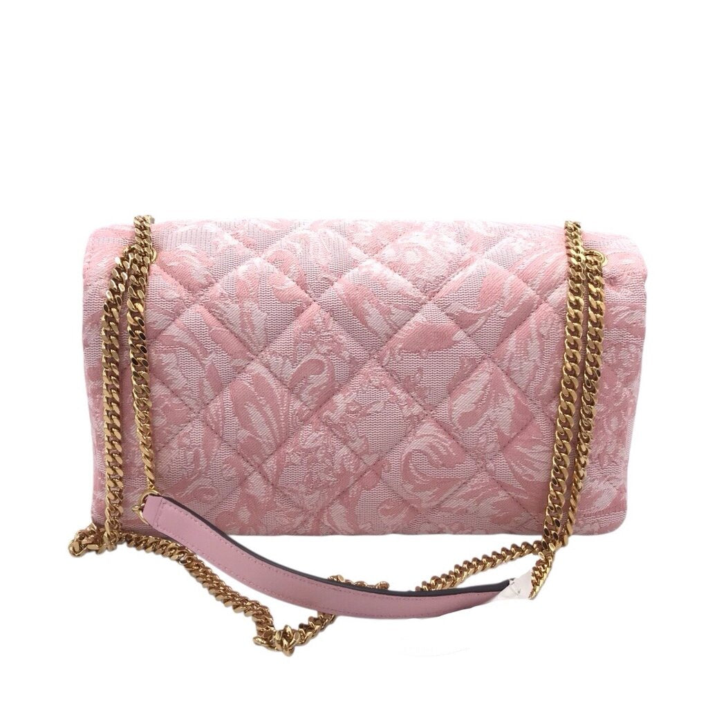 VERSACE BAROQUE JACQUARD QUILTED MEDUSA LUXE HANDBAG PINK