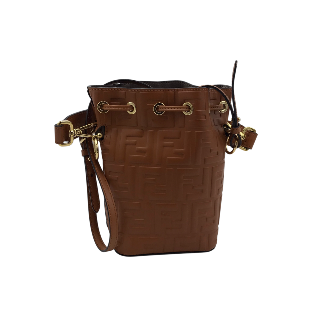 FENDI MINI MON TRESOR DRAWSTRING LUXE HANDBAG TAN