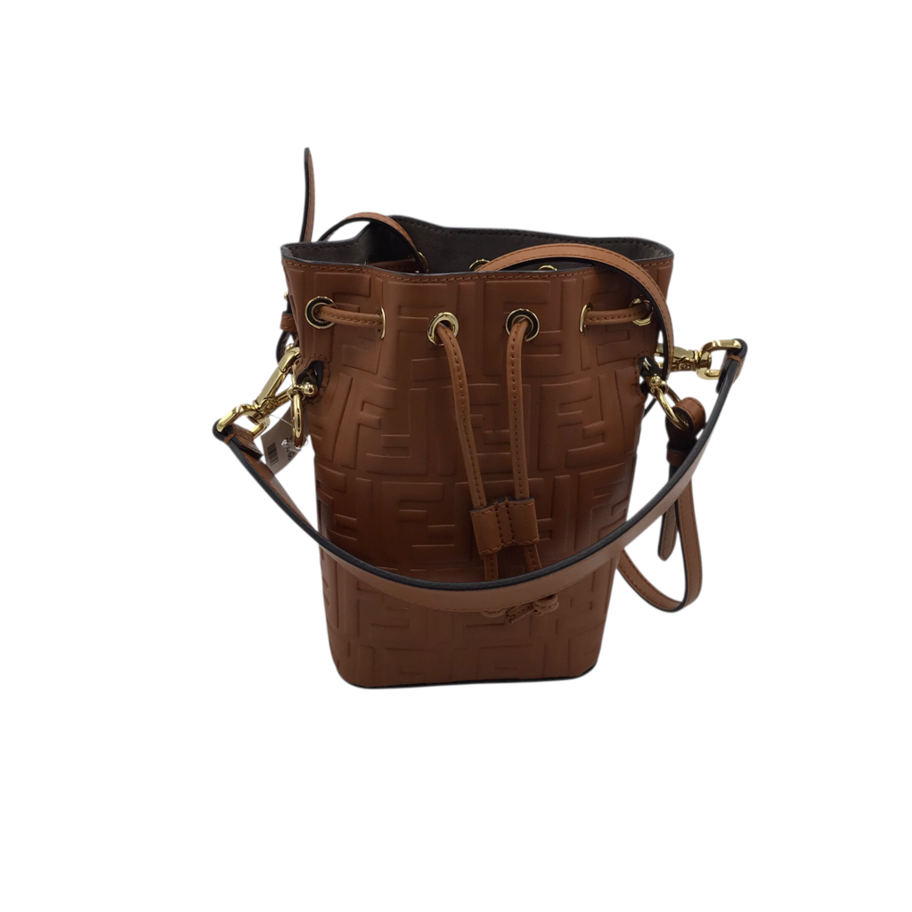 FENDI MINI MON TRESOR DRAWSTRING LUXE HANDBAG TAN