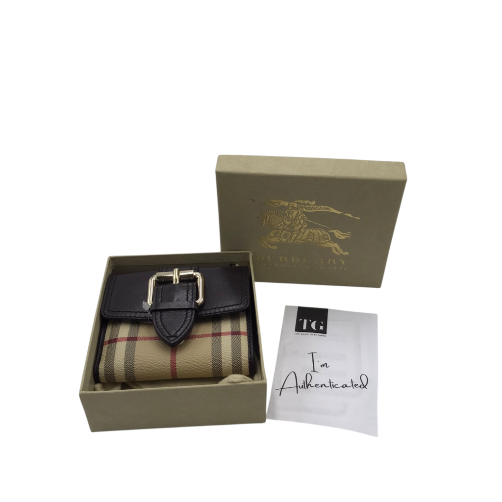 HAYMARKET CHECK BUCKLE LUXE WALLET BEIGE