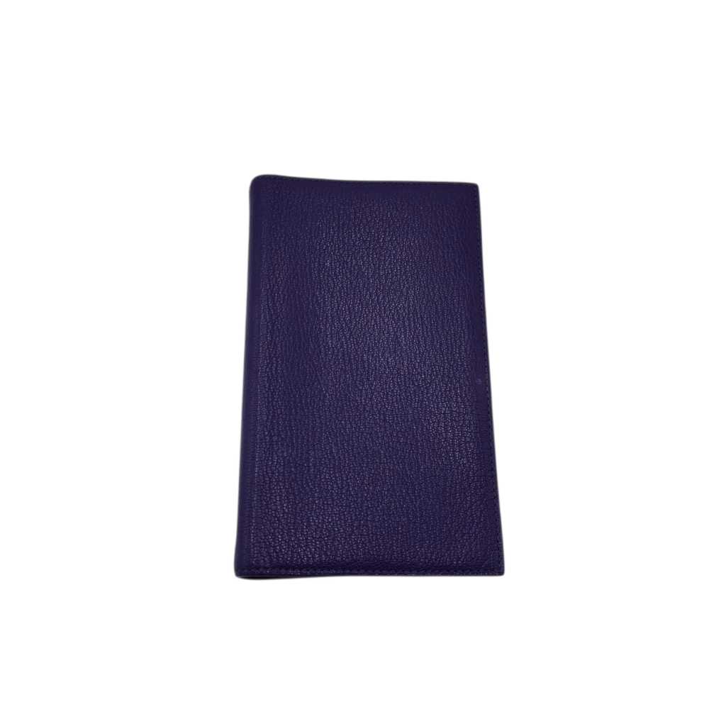 HERMES LEATHER VISION 11 SIMPLE AGENDA COVER w/ BOX LUXE WALLET PURPLE