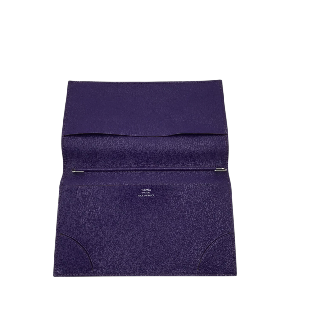 HERMES LEATHER VISION 11 SIMPLE AGENDA COVER w/ BOX LUXE WALLET PURPLE