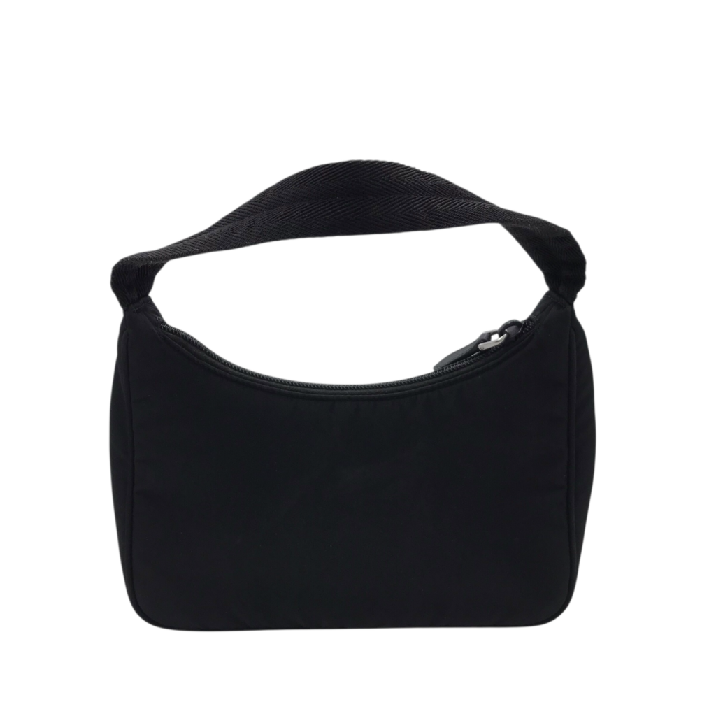 PRADA NYLON POCHETTE LUXE HANDBAG BLACK