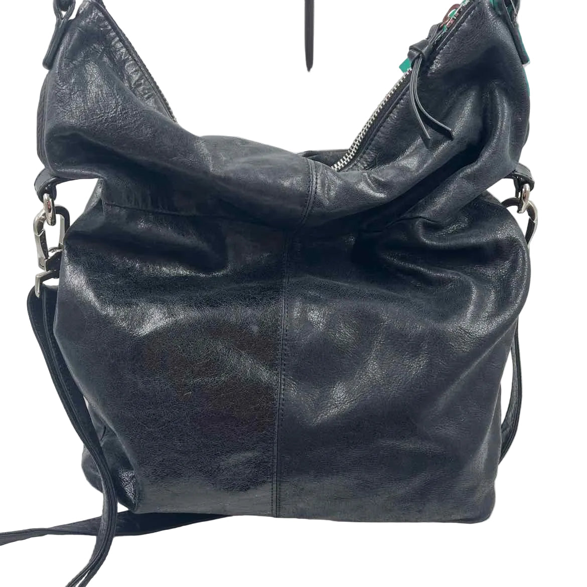 HOBO INT Black Leather Pocketed EXPLORER Shoulder / Crossbody Purse