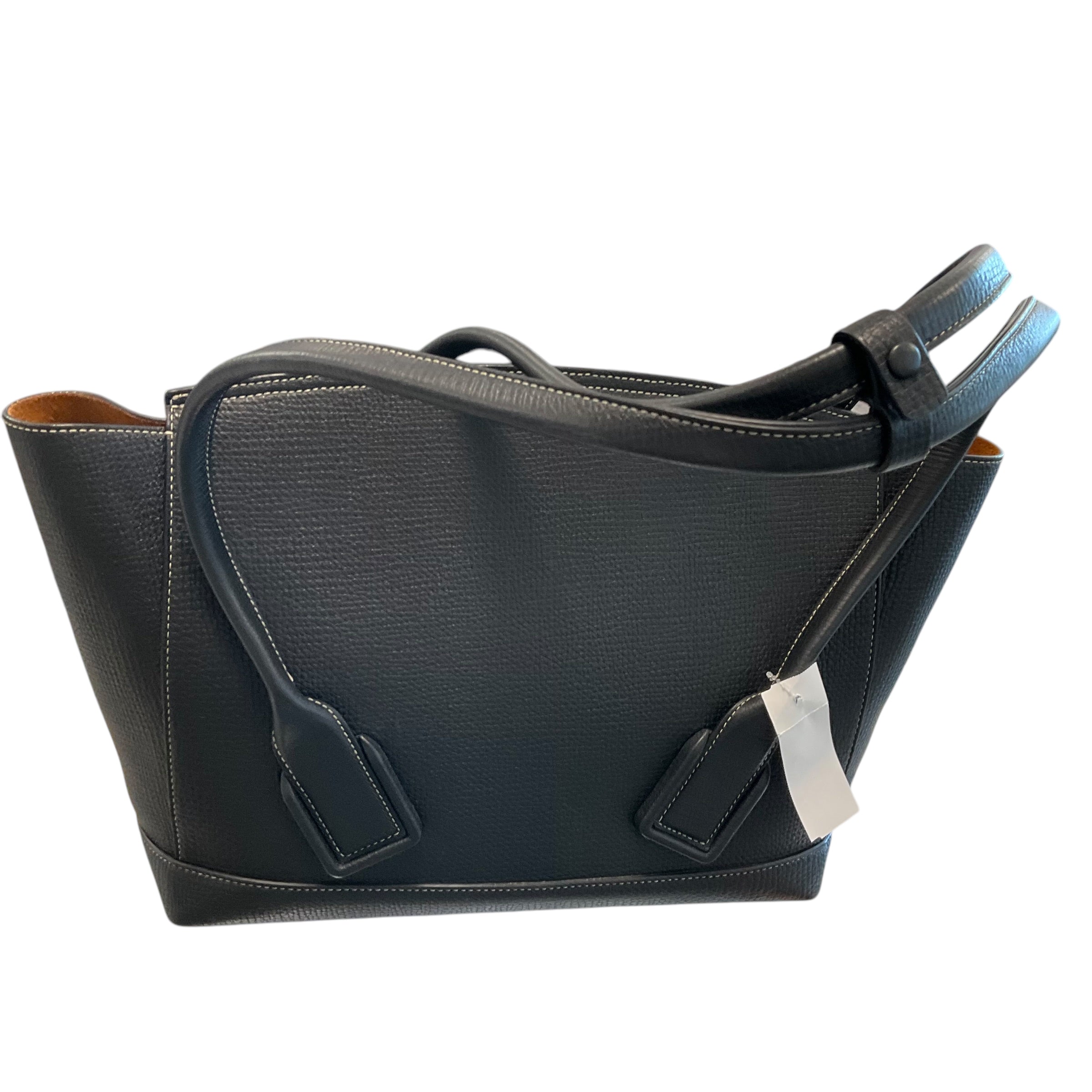 Bottega Veneta Black Leather Shoulder Handbag With Brown Suede Interior.