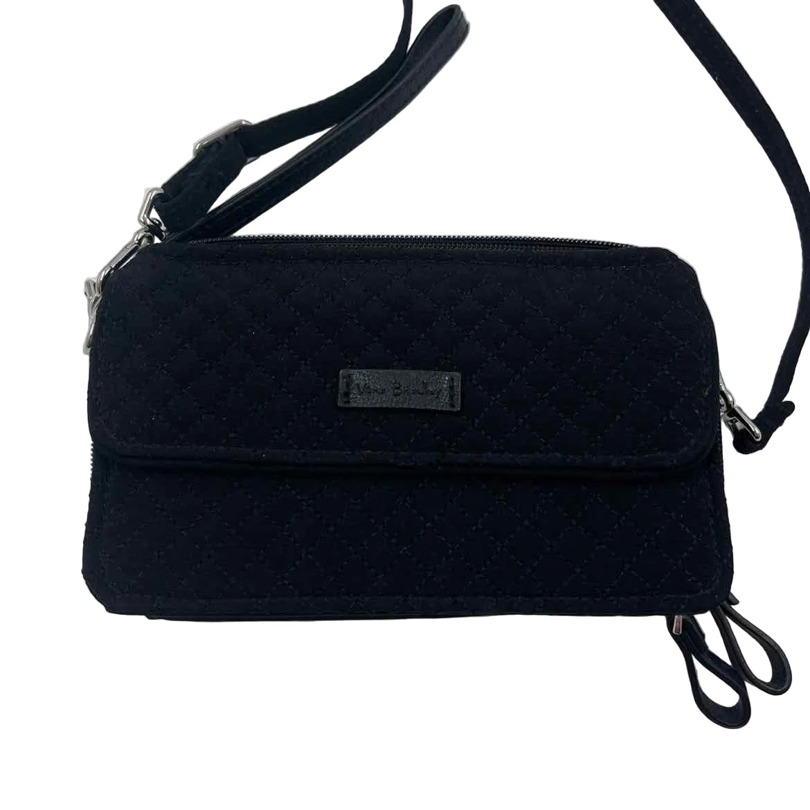 VERA BRADLEY Quilted Black Zip Around Wallet Crossbody Purse