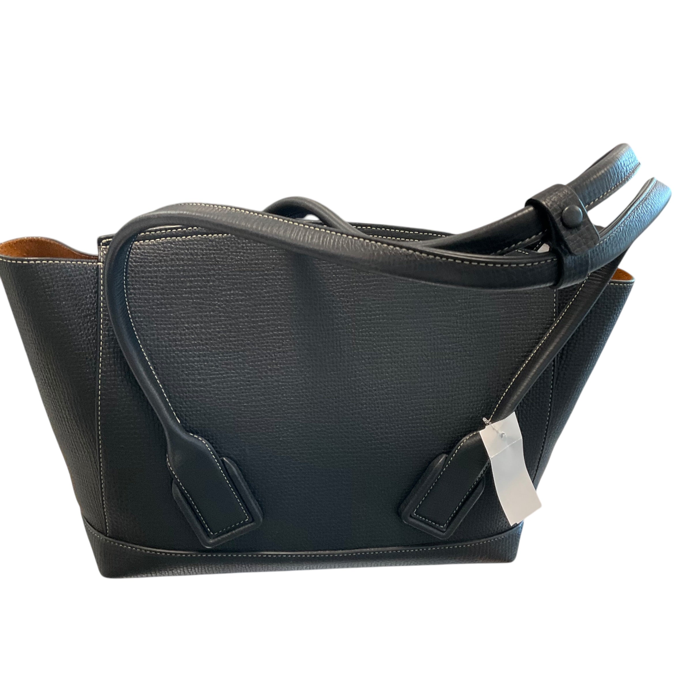 Bottega Veneta Black Leather Shoulder Handbag With Brown Suede Interior.
