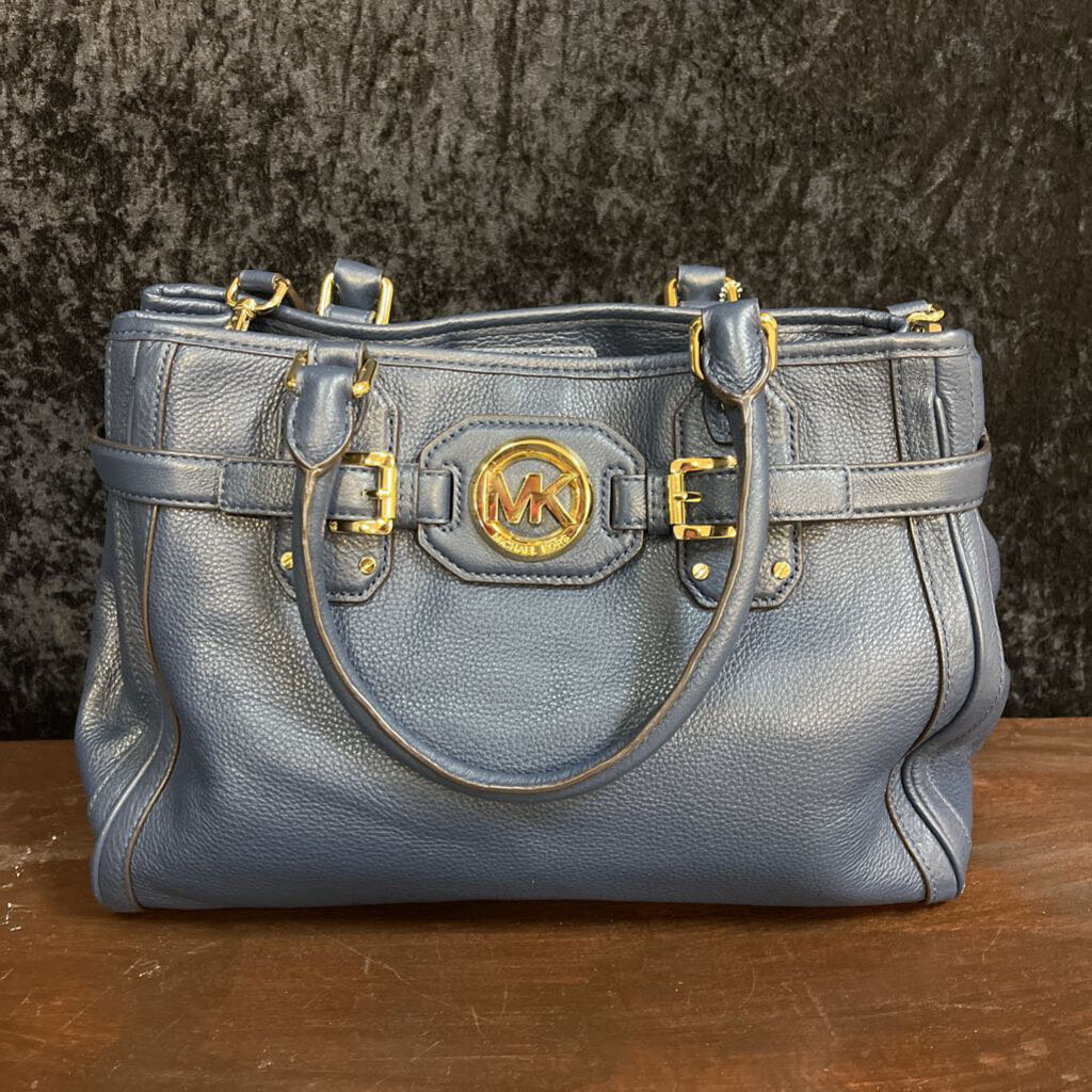 michael kors Hudson Belted Large Tote Women's Designer Handbags Navy & Gold