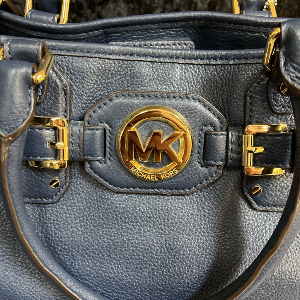 michael kors Hudson Belted Large Tote Women's Designer Handbags Navy & Gold