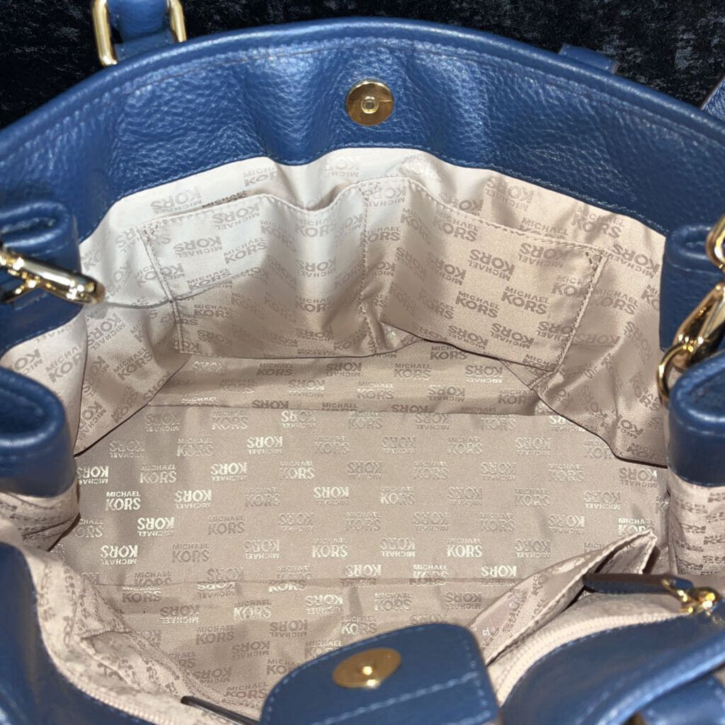 michael kors Hudson Belted Large Tote Women's Designer Handbags Navy & Gold