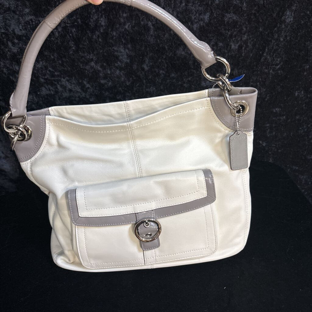 Coach Rare Hobo Lambskin Leather Women's Designer Handbags Cream/Gray