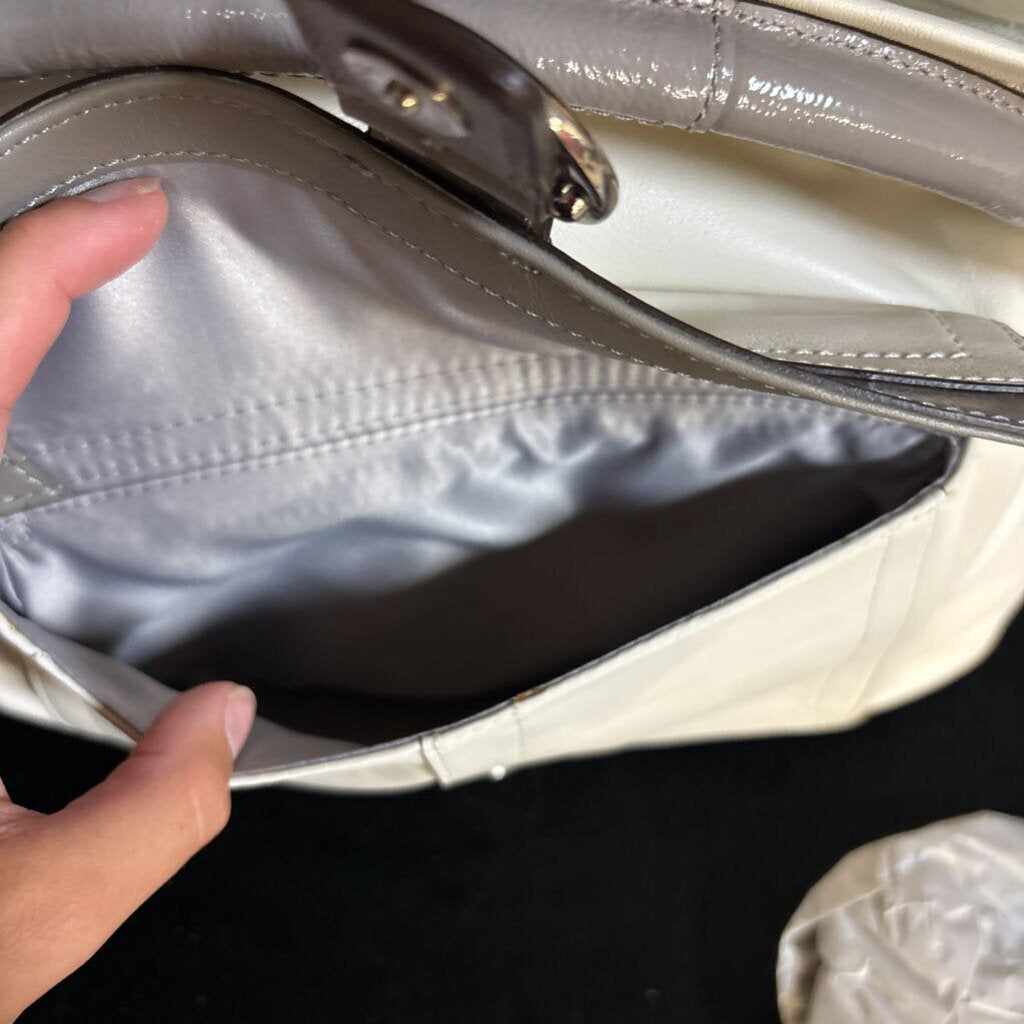 Coach Rare Hobo Lambskin Leather Women's Designer Handbags Cream/Gray