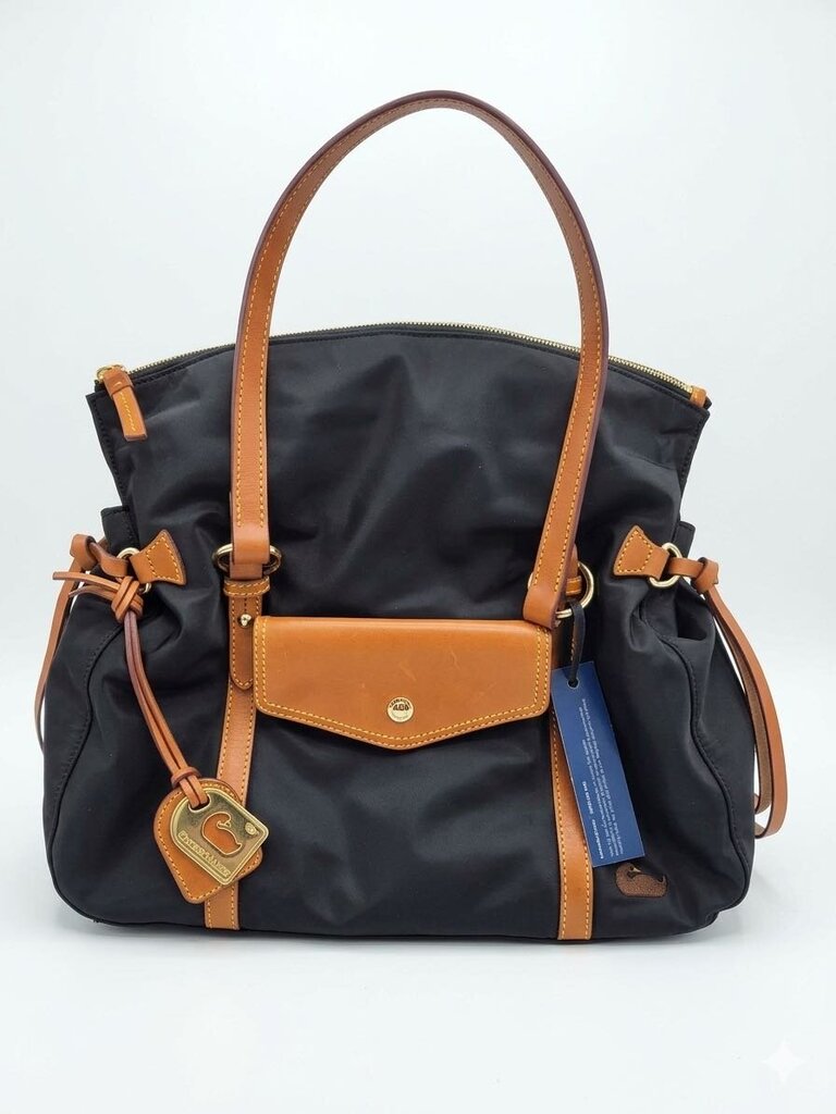 Dooney & Bourke The Smith Bag w/ Leather Trim Women's Designer Handbags Black/Tan