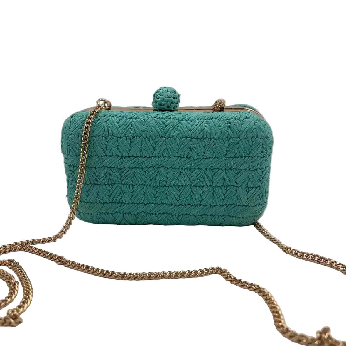 NWT ANN TAYOR Textured Turquoise Clutch Purse w/Chain Crossbody Strap