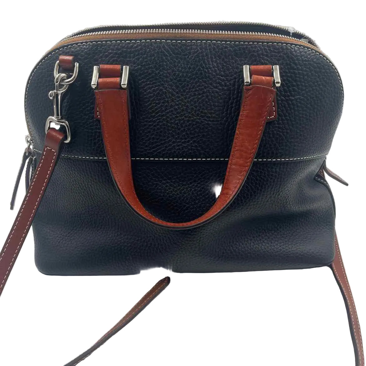 DOONEY & BOURKE Black Pebbled Leather CAMBRIDGE ZIP Satchel w/Crossbody Strap