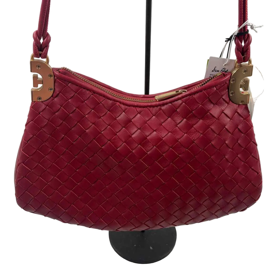 NWT SAM EDELMAN Woven Red Leather Shoulder Bag Purse