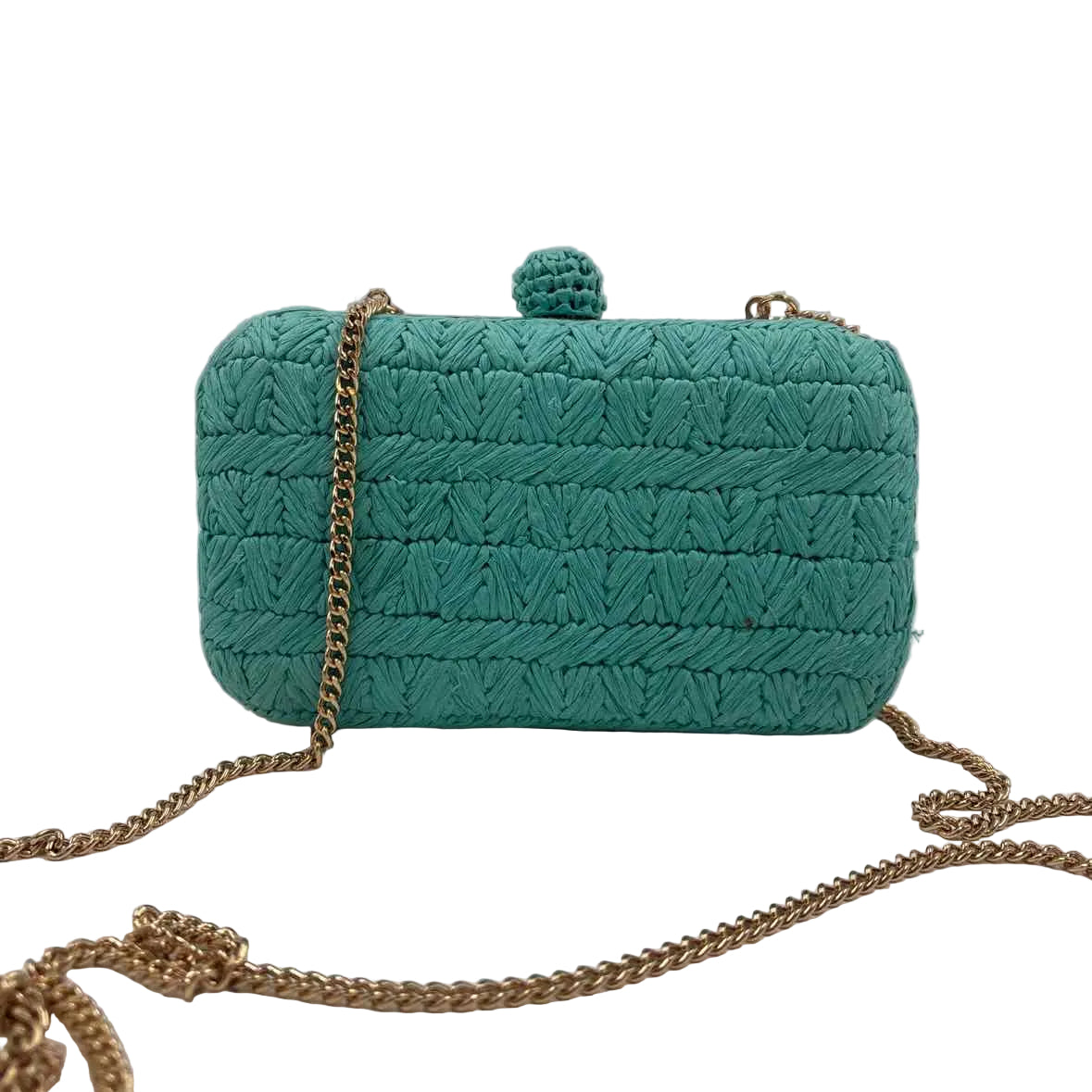 NWT ANN TAYOR Textured Turquoise Clutch Purse w/Chain Crossbody Strap