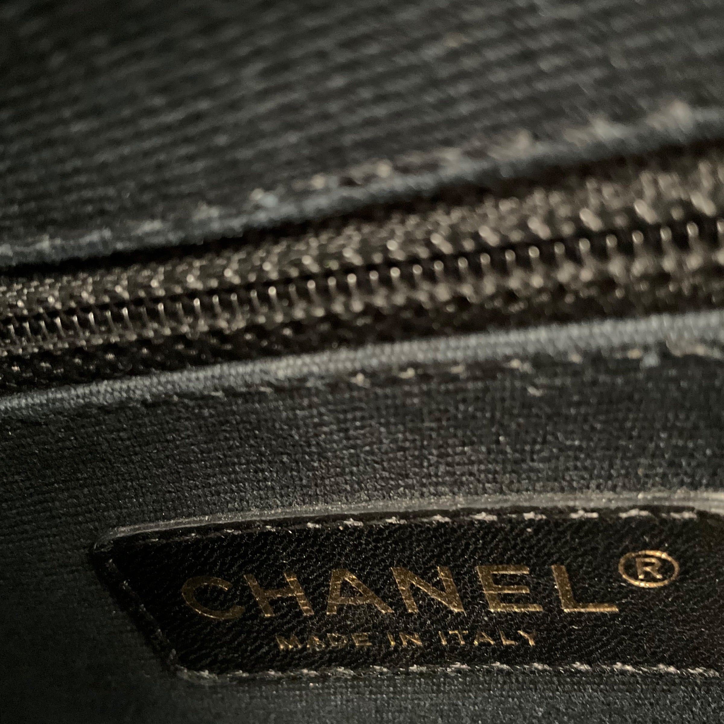 CHANEL Handbag .Blue Crinkled Leather.