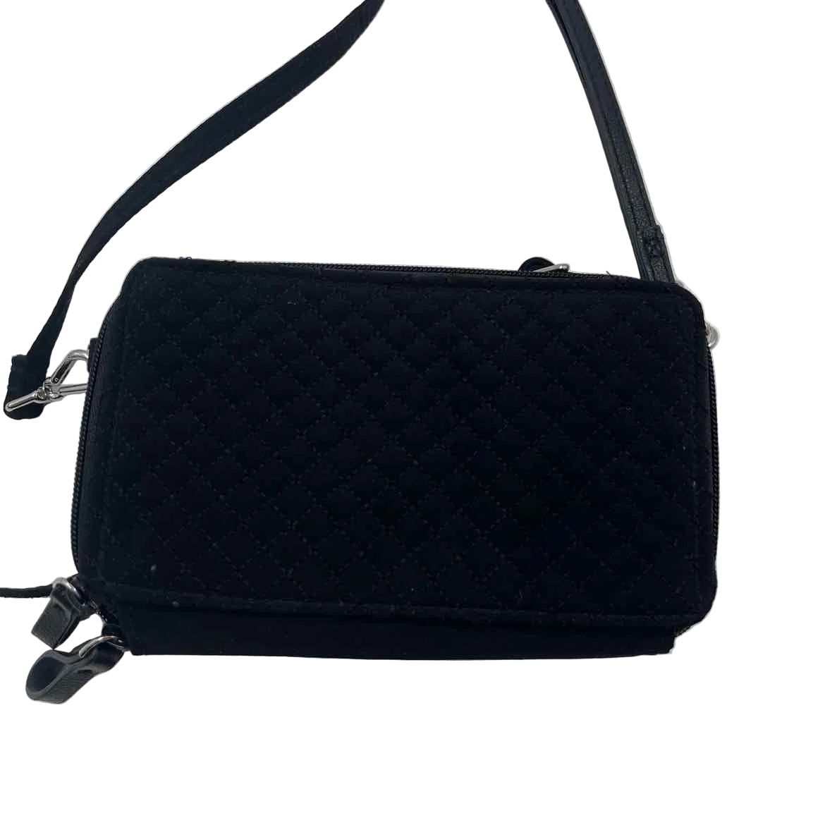 VERA BRADLEY Quilted Black Zip Around Wallet Crossbody Purse