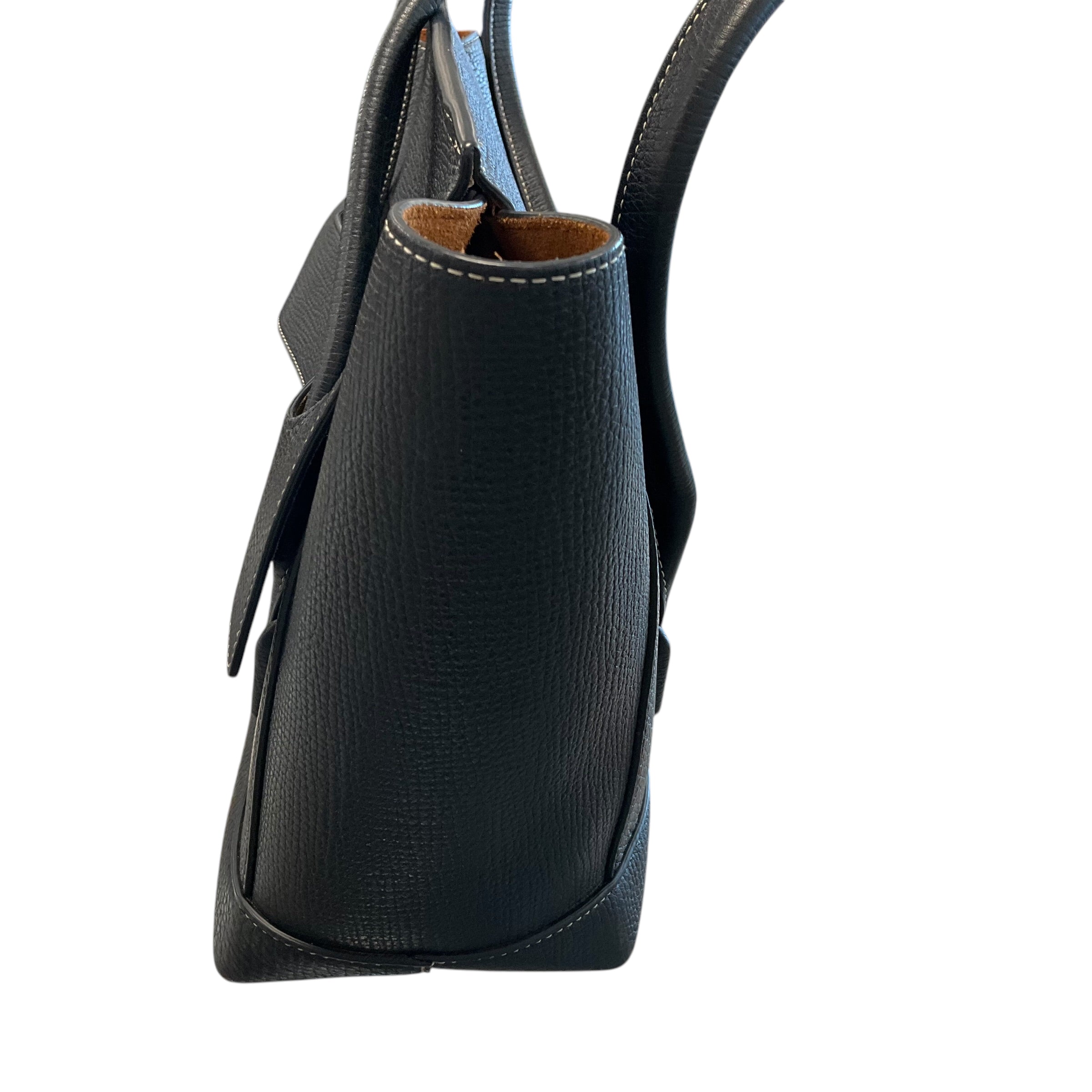 Bottega Veneta Black Leather Shoulder Handbag With Brown Suede Interior.